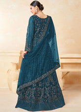 Green Designer Net Embroidered Anarkali